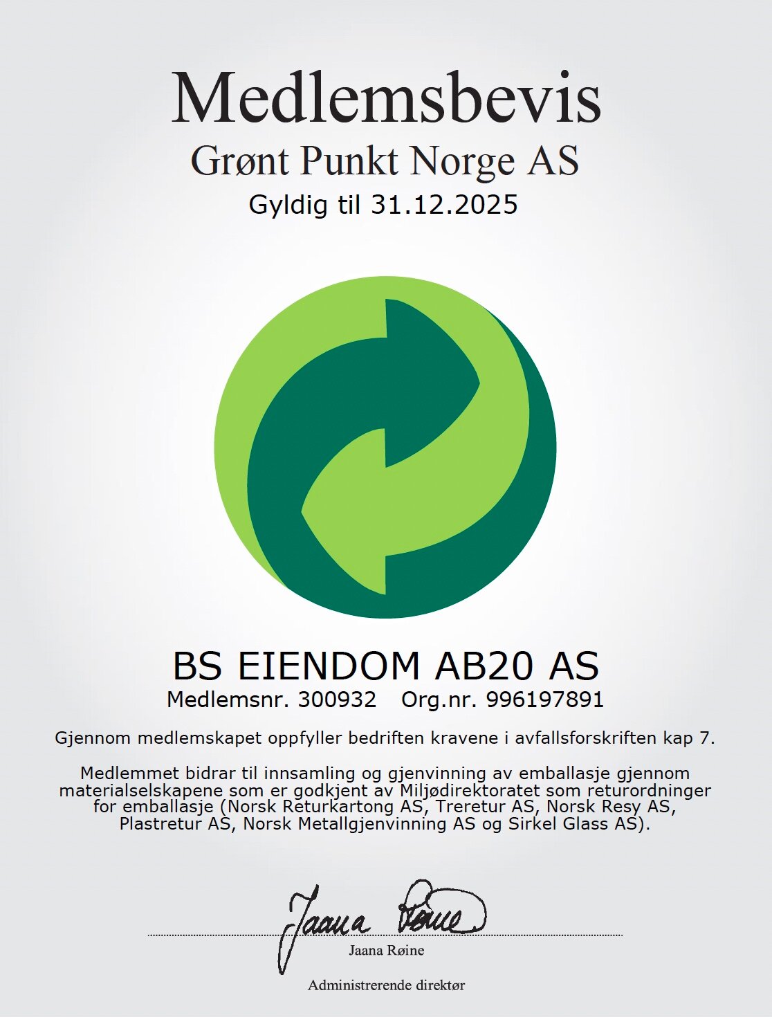 Medlemsbevis Medlemsbevis i pdf-format