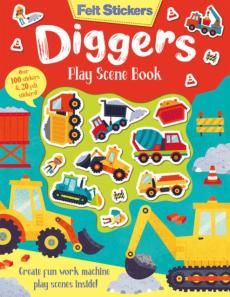 Felt stickers diggers play scene book