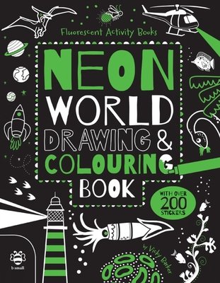 Neon world drawing and colouring book