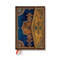 Safavid indigo (safavid binding art) mini 12-month horizontal hardback dayplanner 2025 (wrap closure)