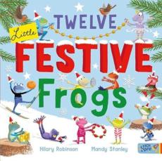 Twelve little festive frogs