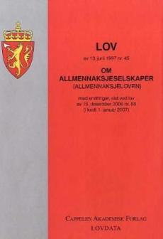 Lov om allmennaksjeselskaper (allmennaksjeloven) av 13. juni 1997 nr. 45 : med endringer, sist ved lov av 15. desember 2006 nr. 88 (i kraft 1. januar